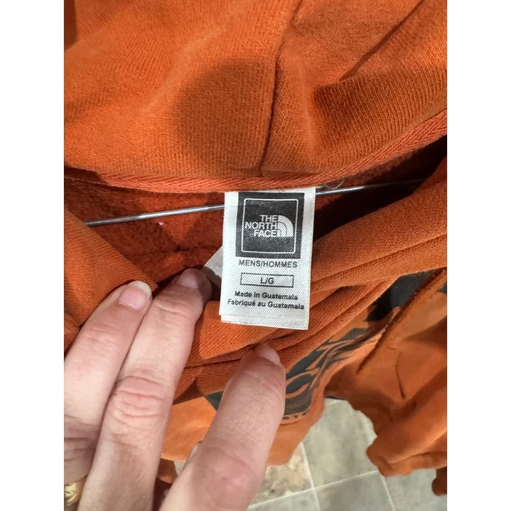 The North Face Mens Burnt Orange Graphic Logo Pullover Hoodie Size Large L